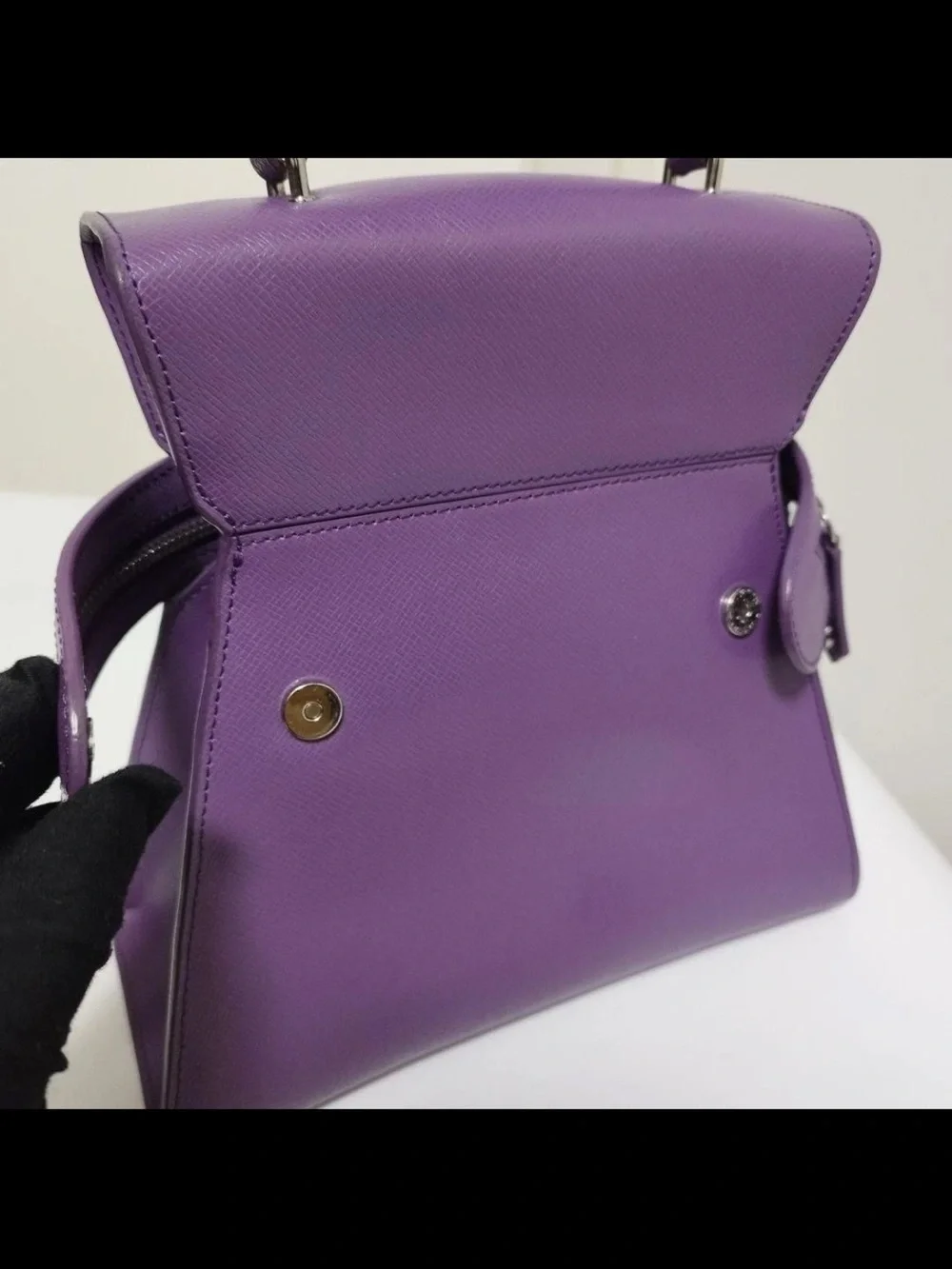 Vivienne Westwood Purple Leather Pyramid Satchel with Detachable Strap